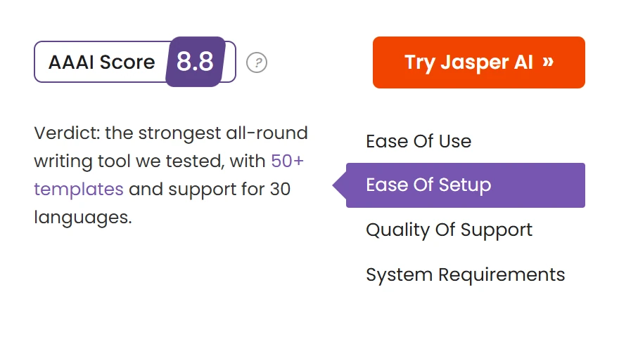 AAAI Score badge, try button and verdict navigation