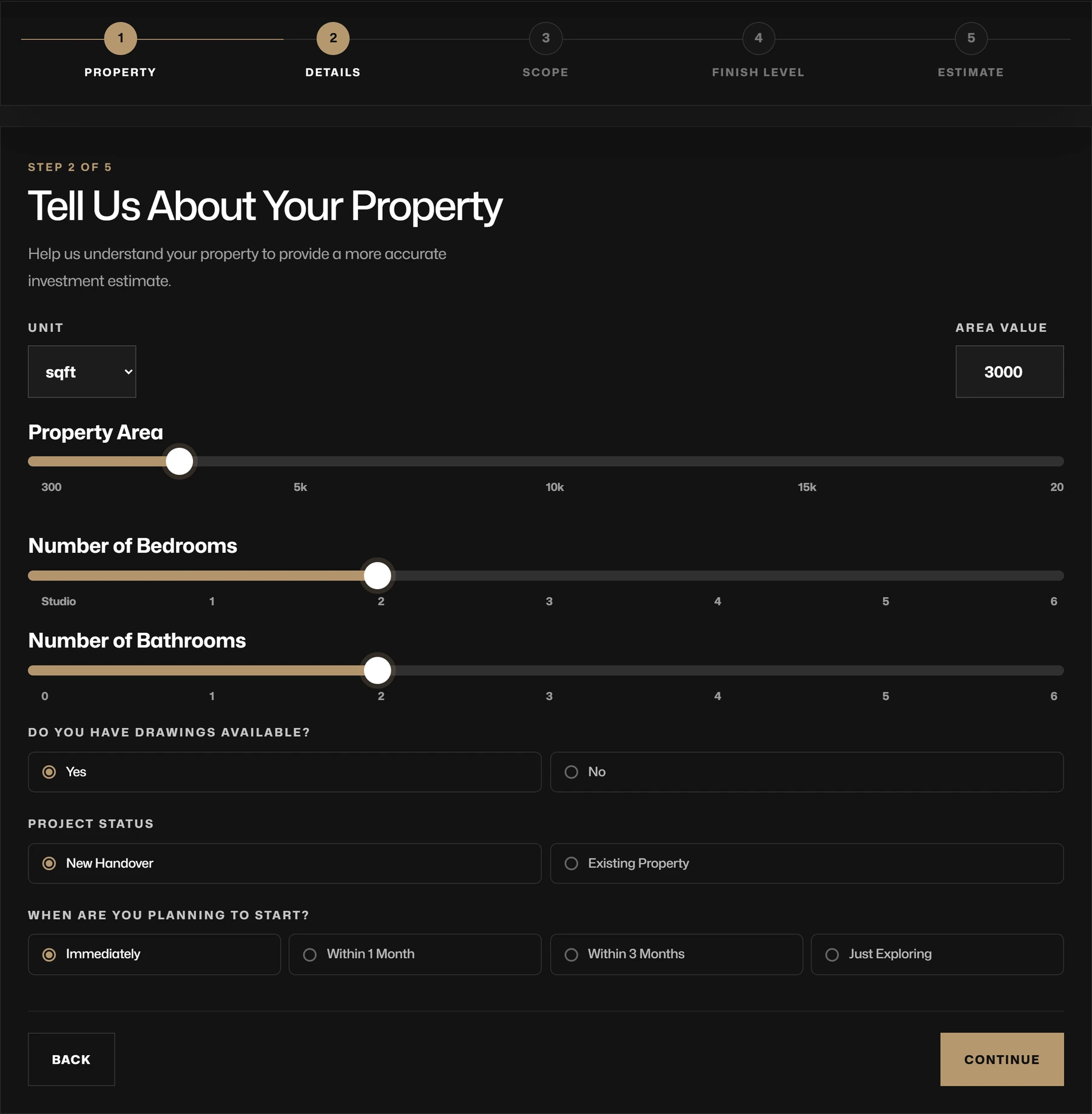Step 2, property details