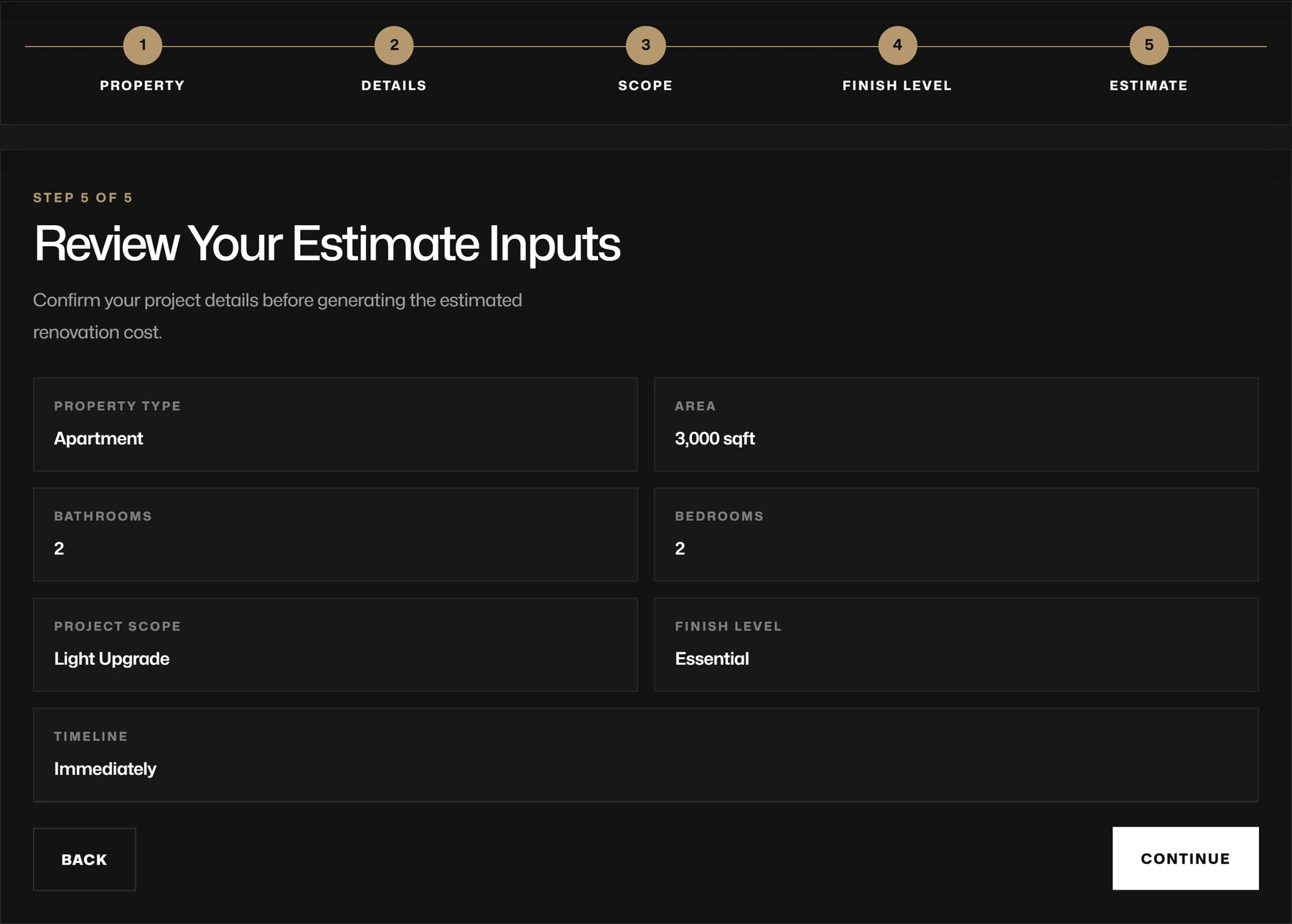 Step 5, review inputs