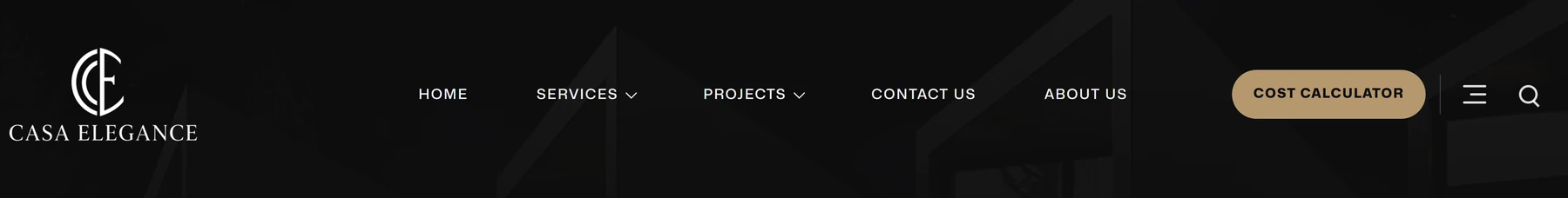Site header with navigation and cost calculator button
