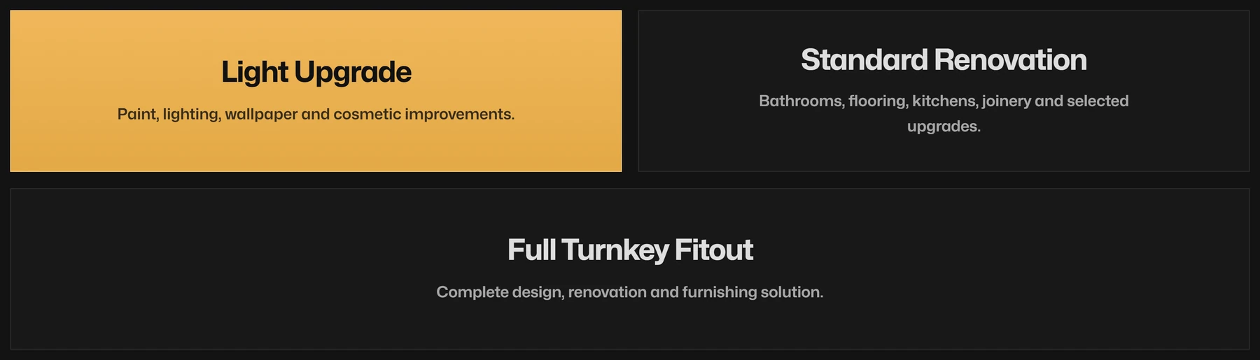Calculator scope option cards