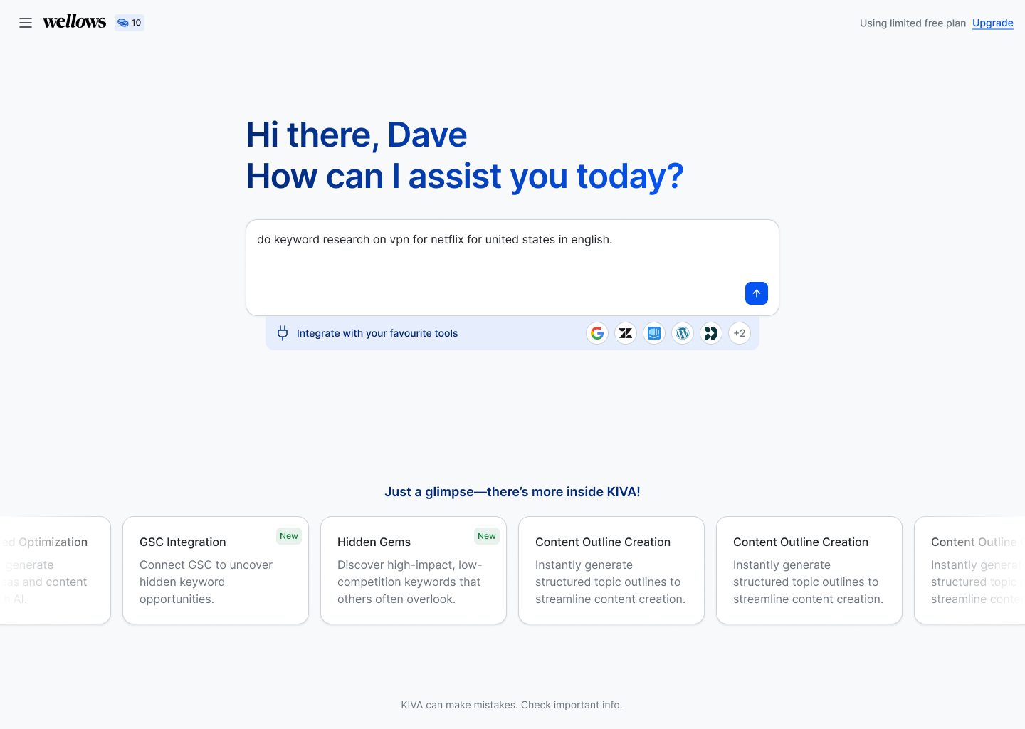 Conversational landing with a prompt box