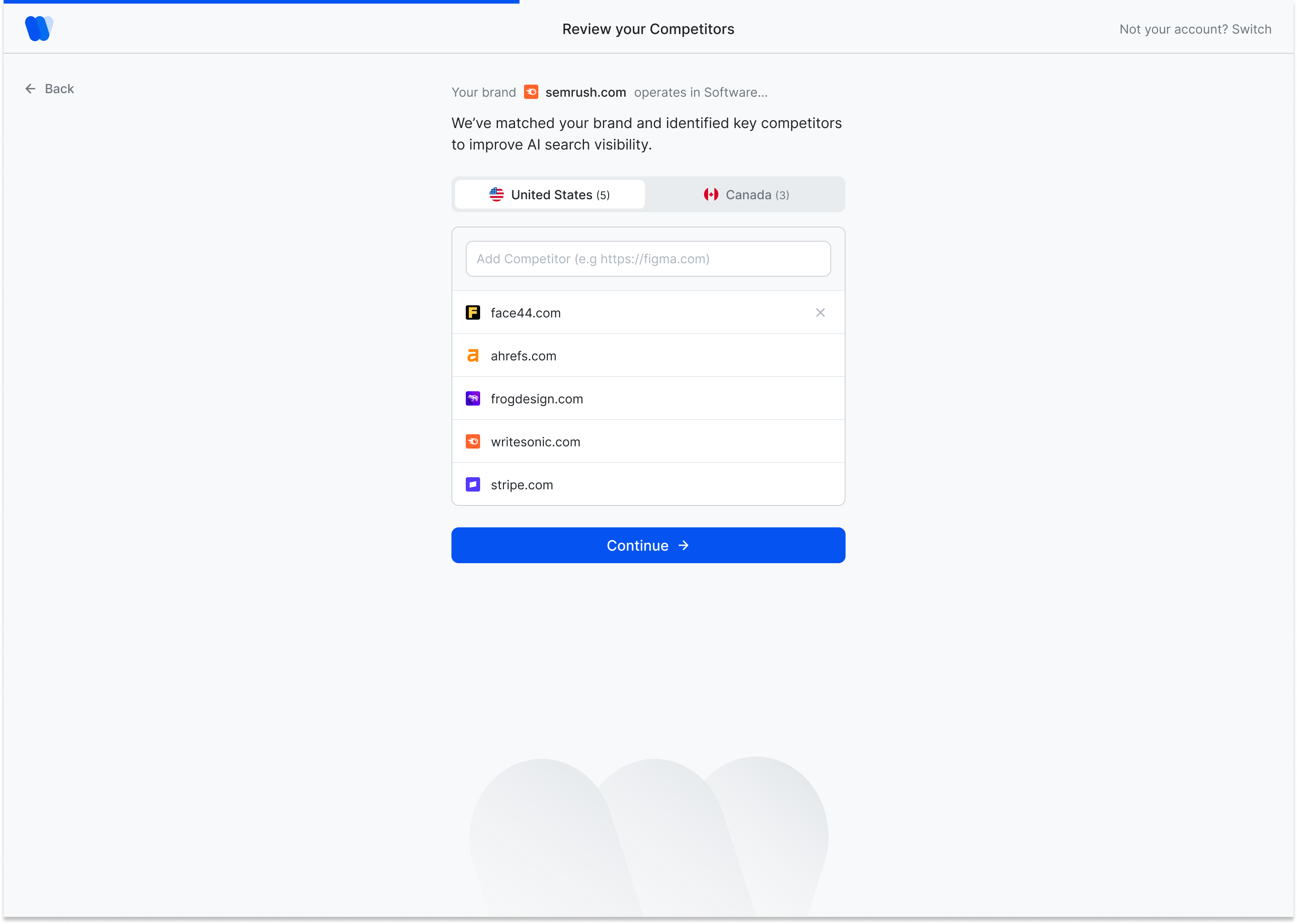 Pre-filled competitors to review